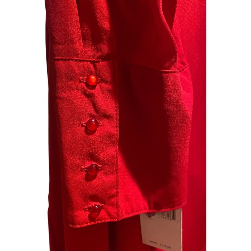 Nanette Lepore Shirt Dress Womens 14 Red Long Sleeve Collared Button Front 2 Pc - Picture 6 of 16